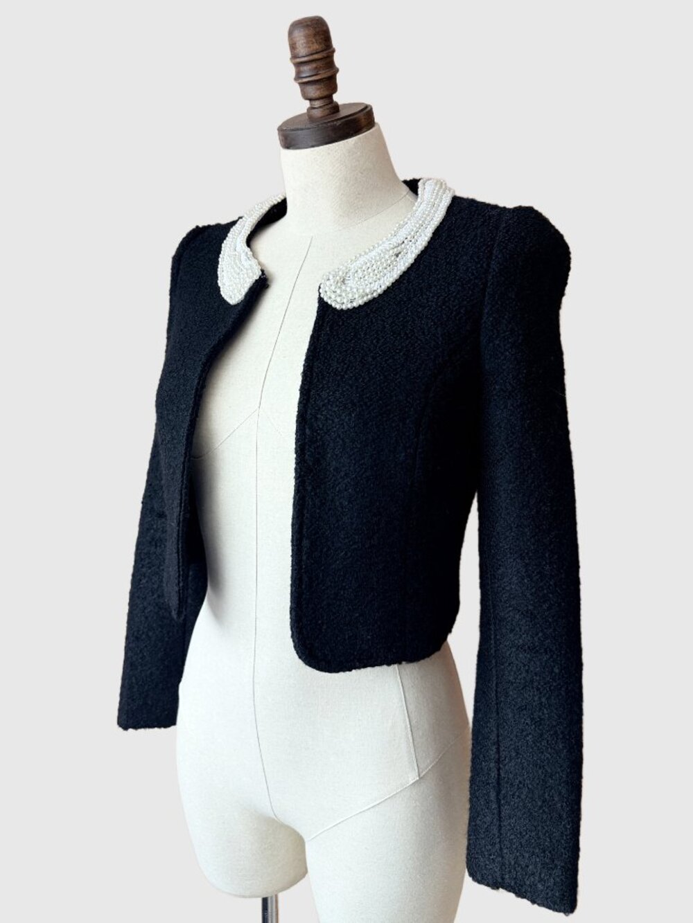 Anamosa Beaded Collar Cropped Jacket | Wool Blend | New With Tags